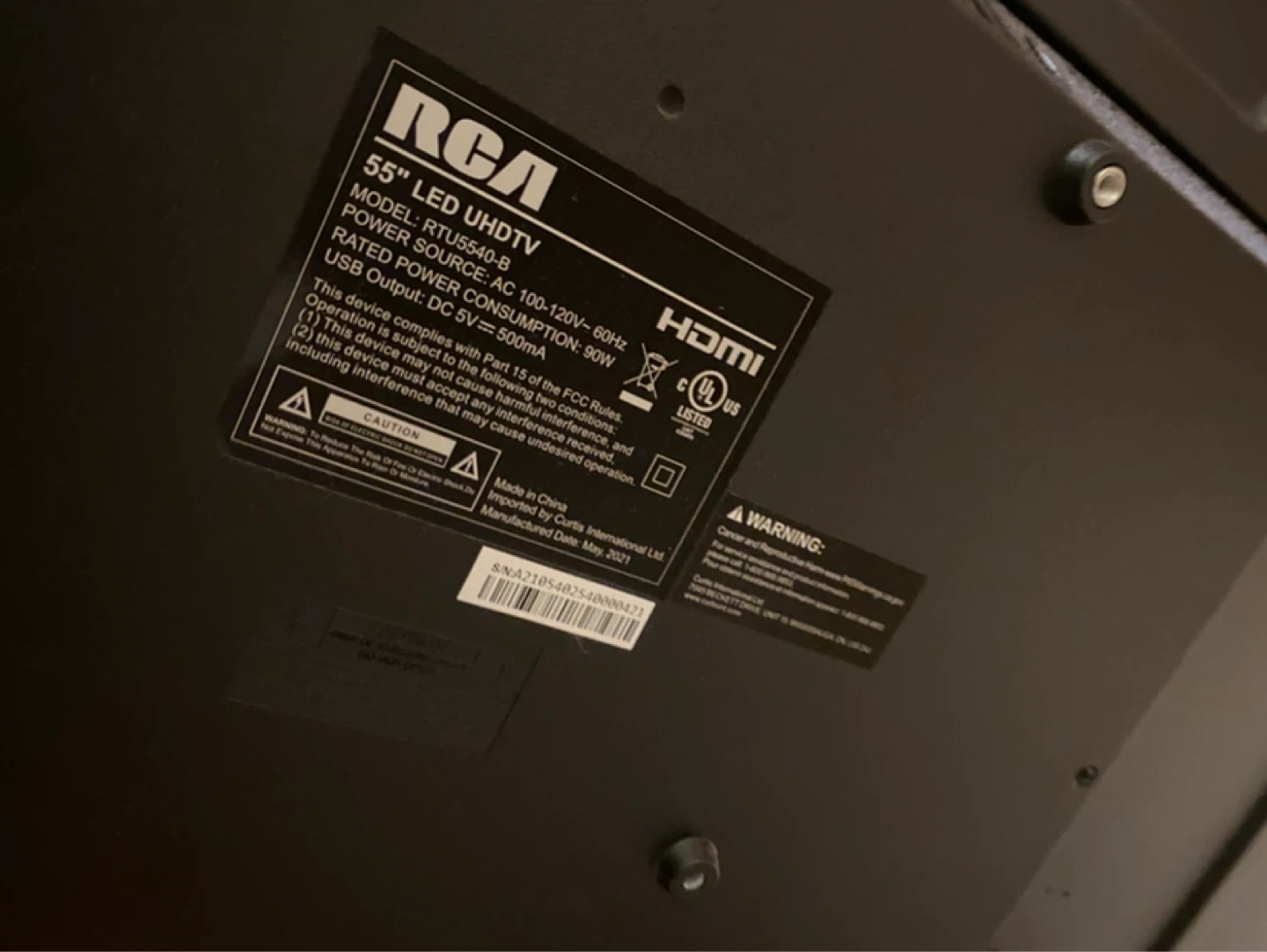 MOVING SALE RCA 55” model rtu5540-b - photo 3