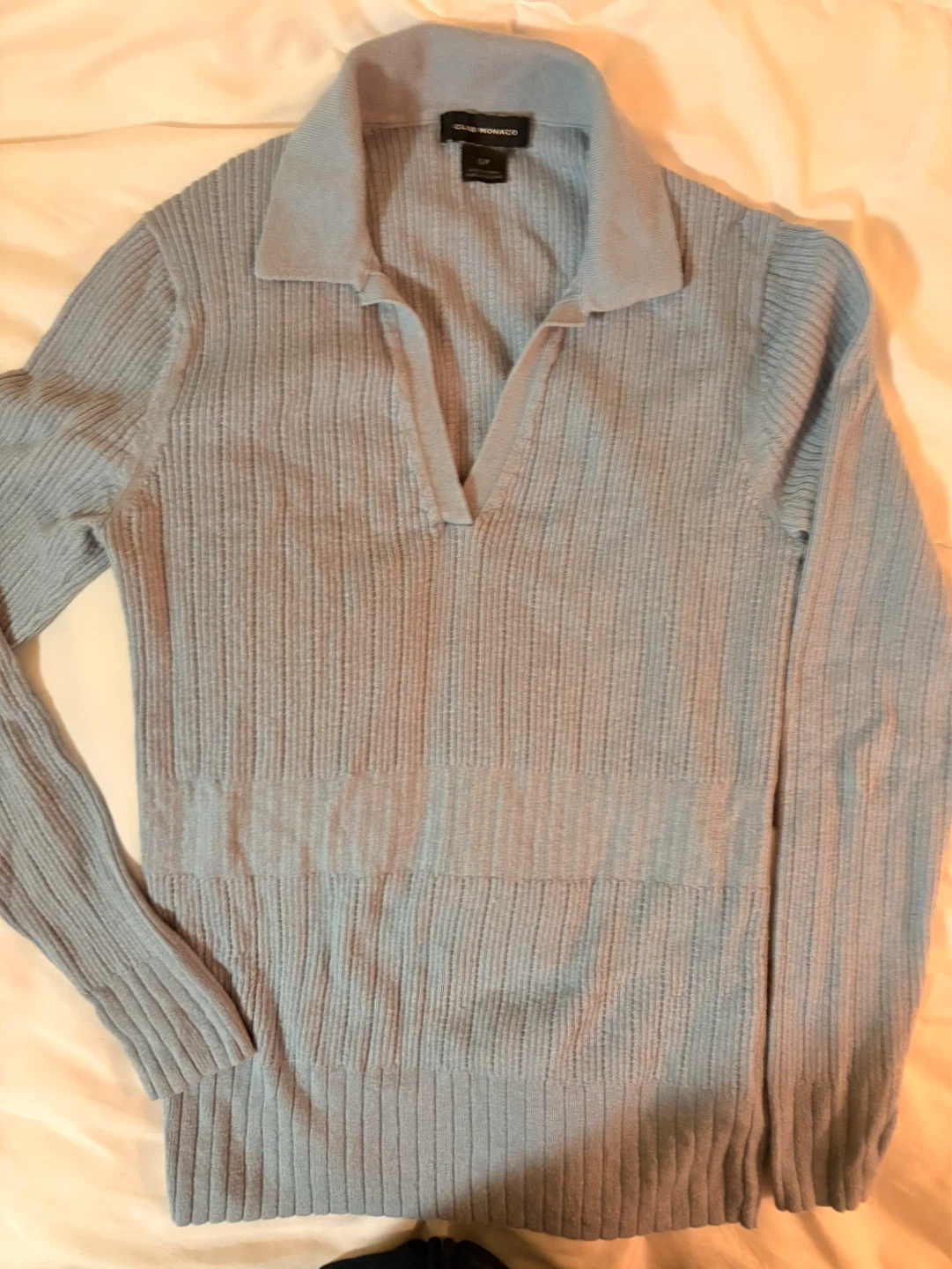 Club Monaco Blue Ribbed Polo Sweater Size S/P