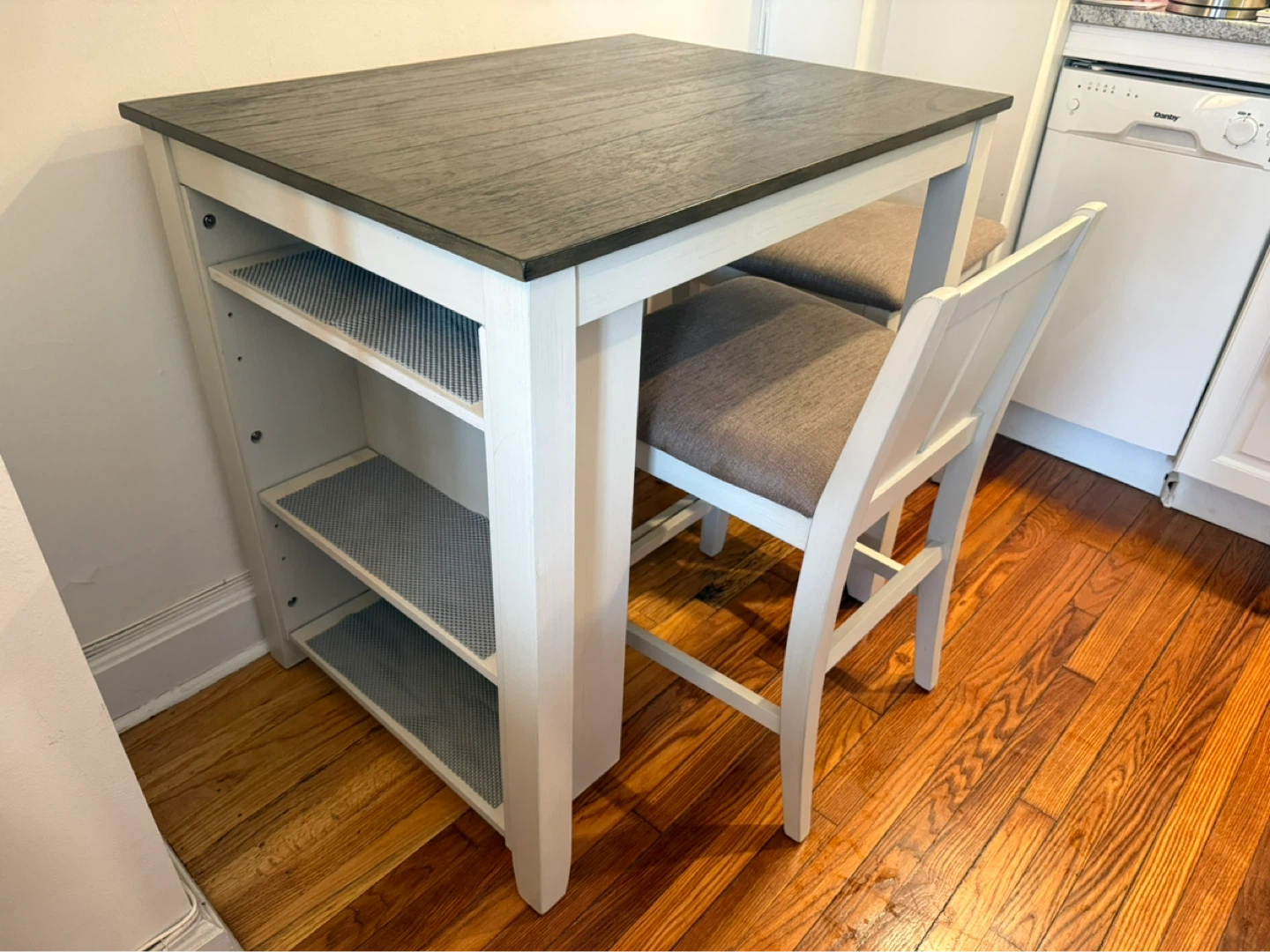 3-Piece Counter Height Dining Set with Built-in Shelving - photo 2