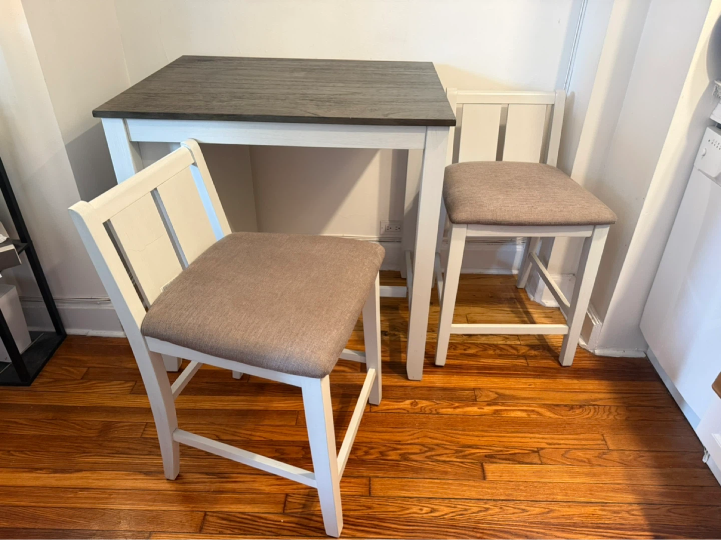 3-Piece Counter Height Dining Set with Built-in Shelving