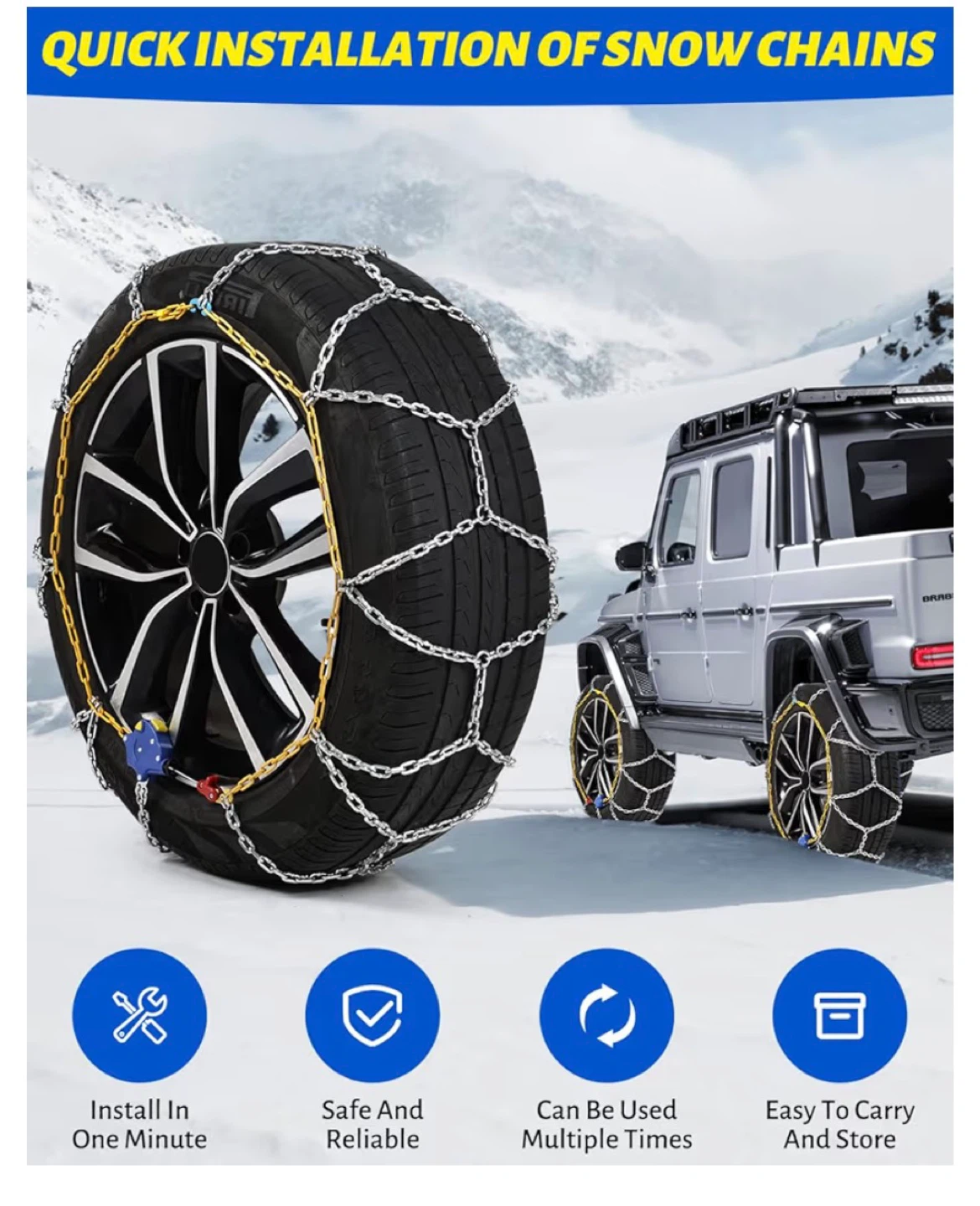Auto Tightening Snow Chains HKN140 for Cars/SUVs - photo 2