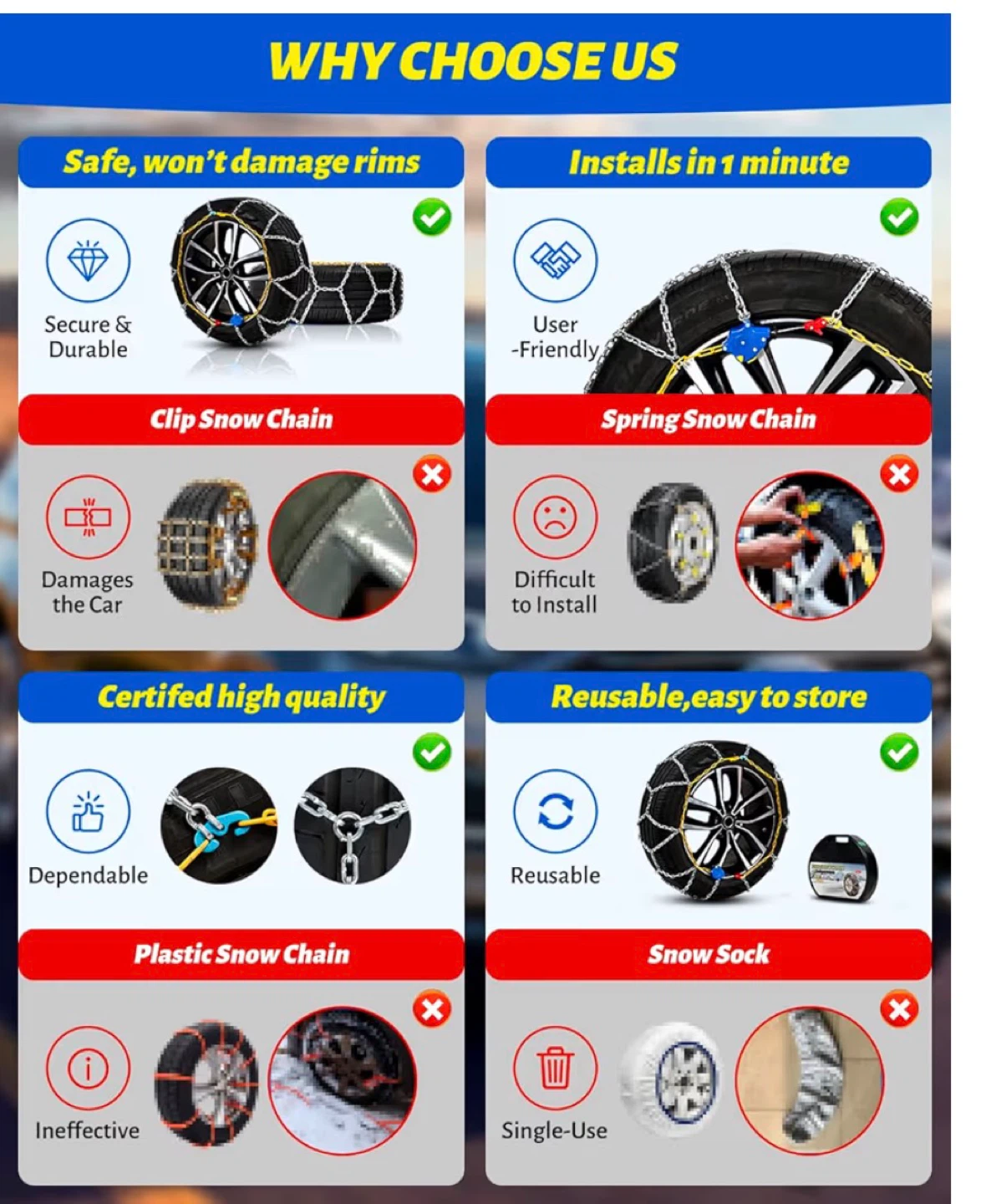 Auto Tightening Snow Chains HKN140 for Cars/SUVs - photo 4