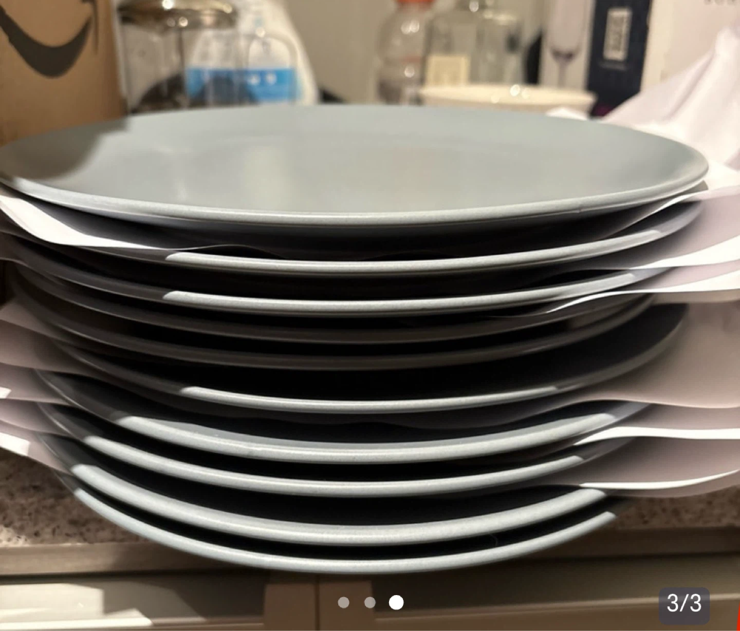 Set of 10 Grey Dinner Plates - photo 2