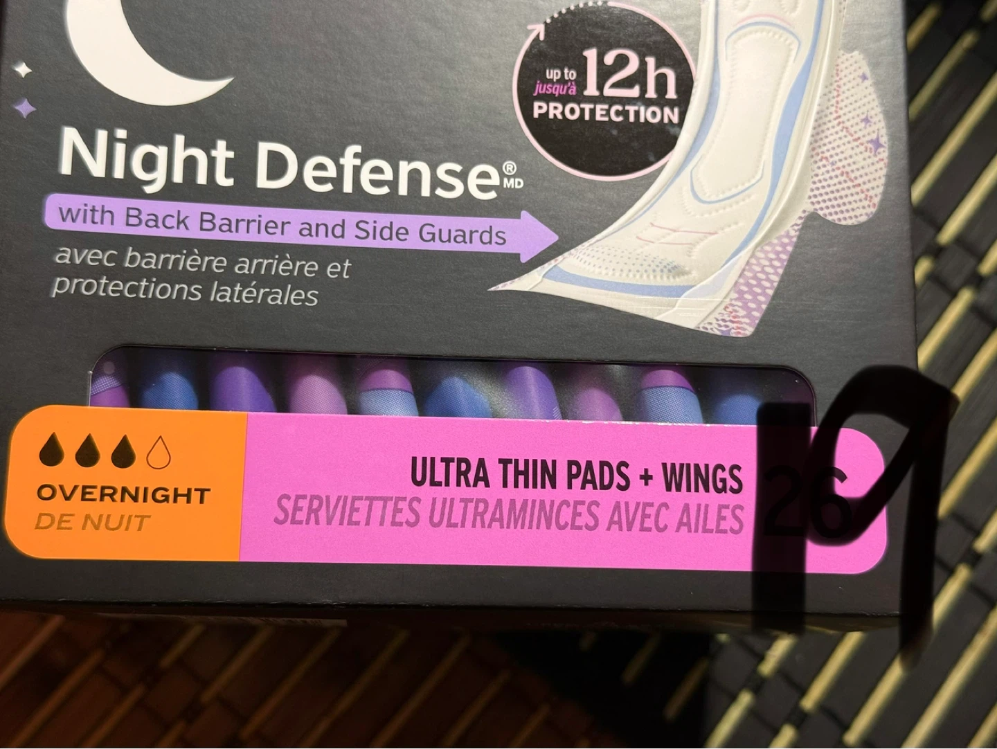 Kotex Night Defense Ultra Thin Pads + Wings (Overnight)