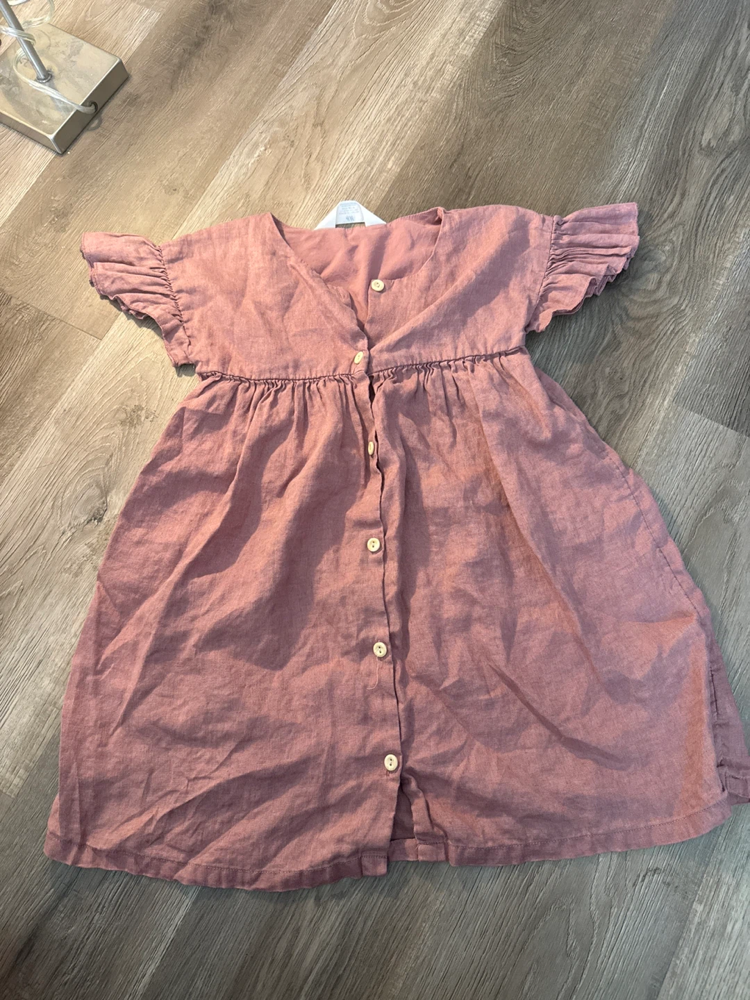 H&M Girls Dress Size 7-8Y Pink Linen Blend