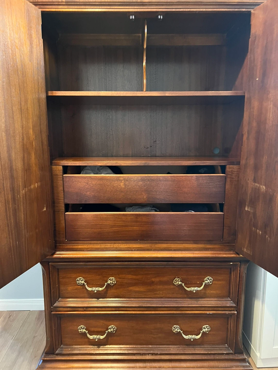 Vintage Wooden Armoire with Drawers - photo 3