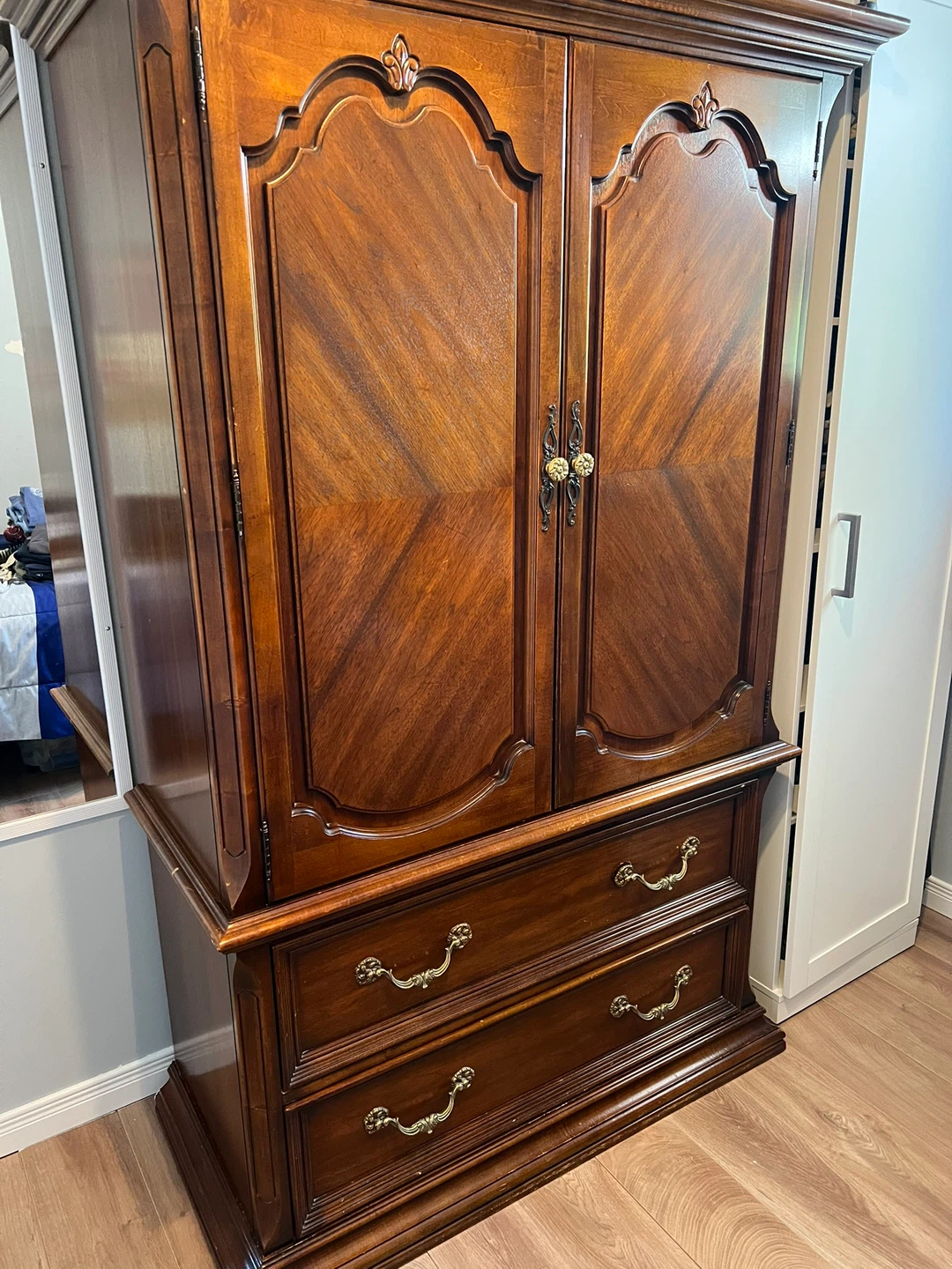 Vintage Wooden Armoire with Drawers - photo 2