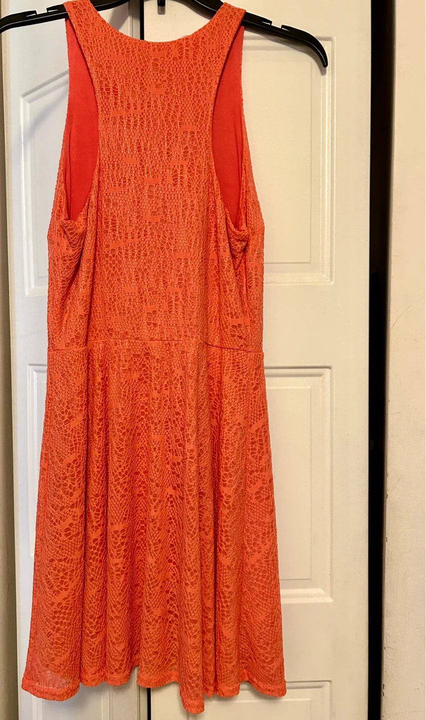 DESIGN LAB Orange Lace Fit and Flare Dress Size M - photo 2