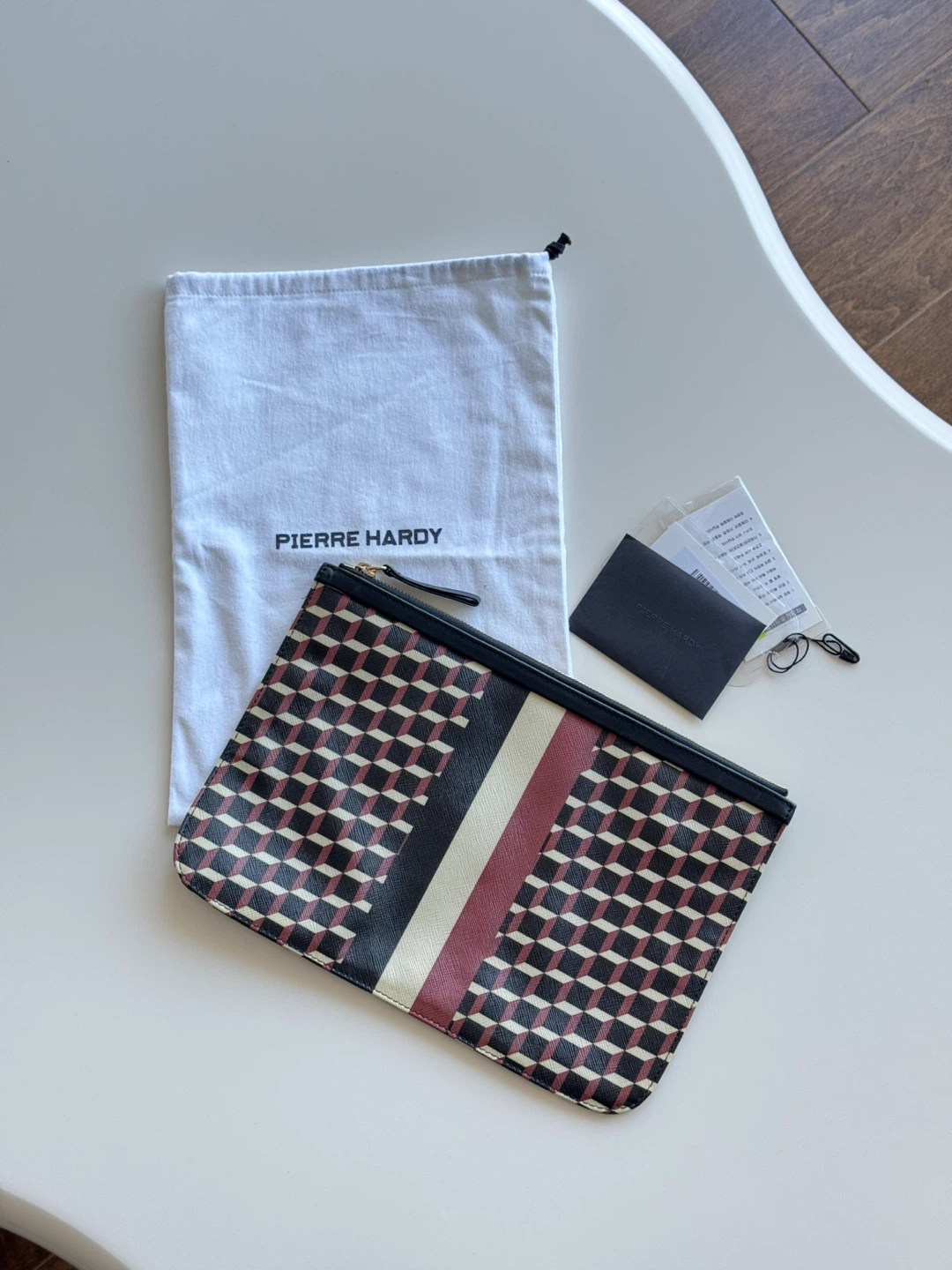 Pierre Hardy Geometric Print Zip Pouch / Clutch + Dust Bag