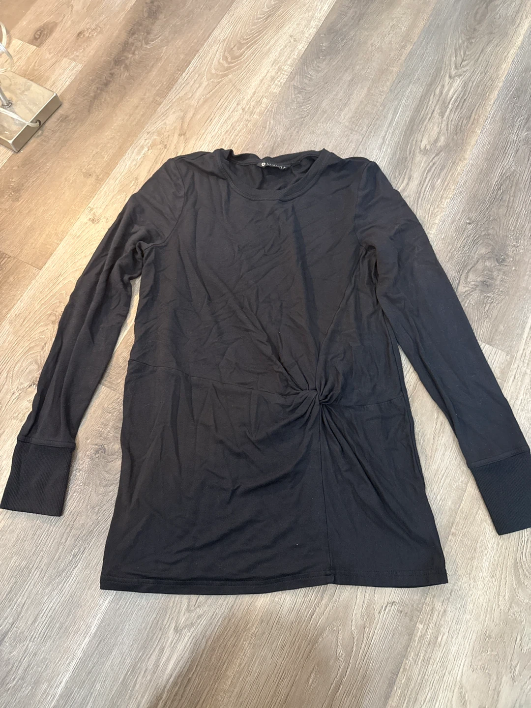 Athleta Black Long Sleeve Twist Front Top XS