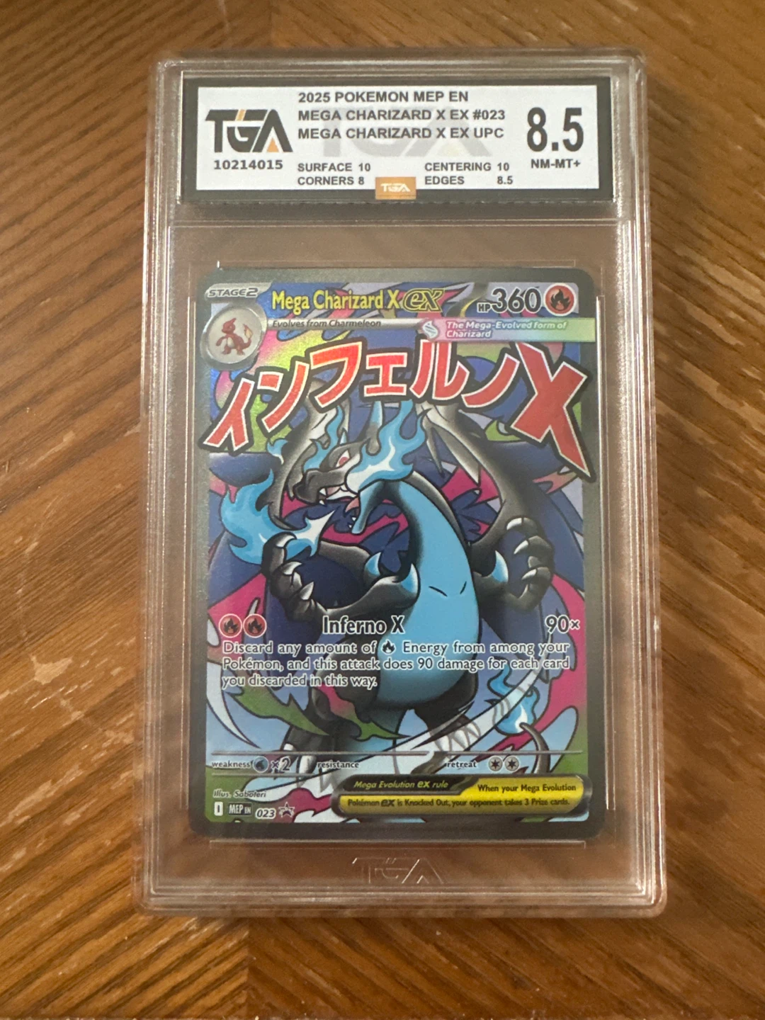 2025 Pokemon Mega Charizard X EX #023 graded 8.5