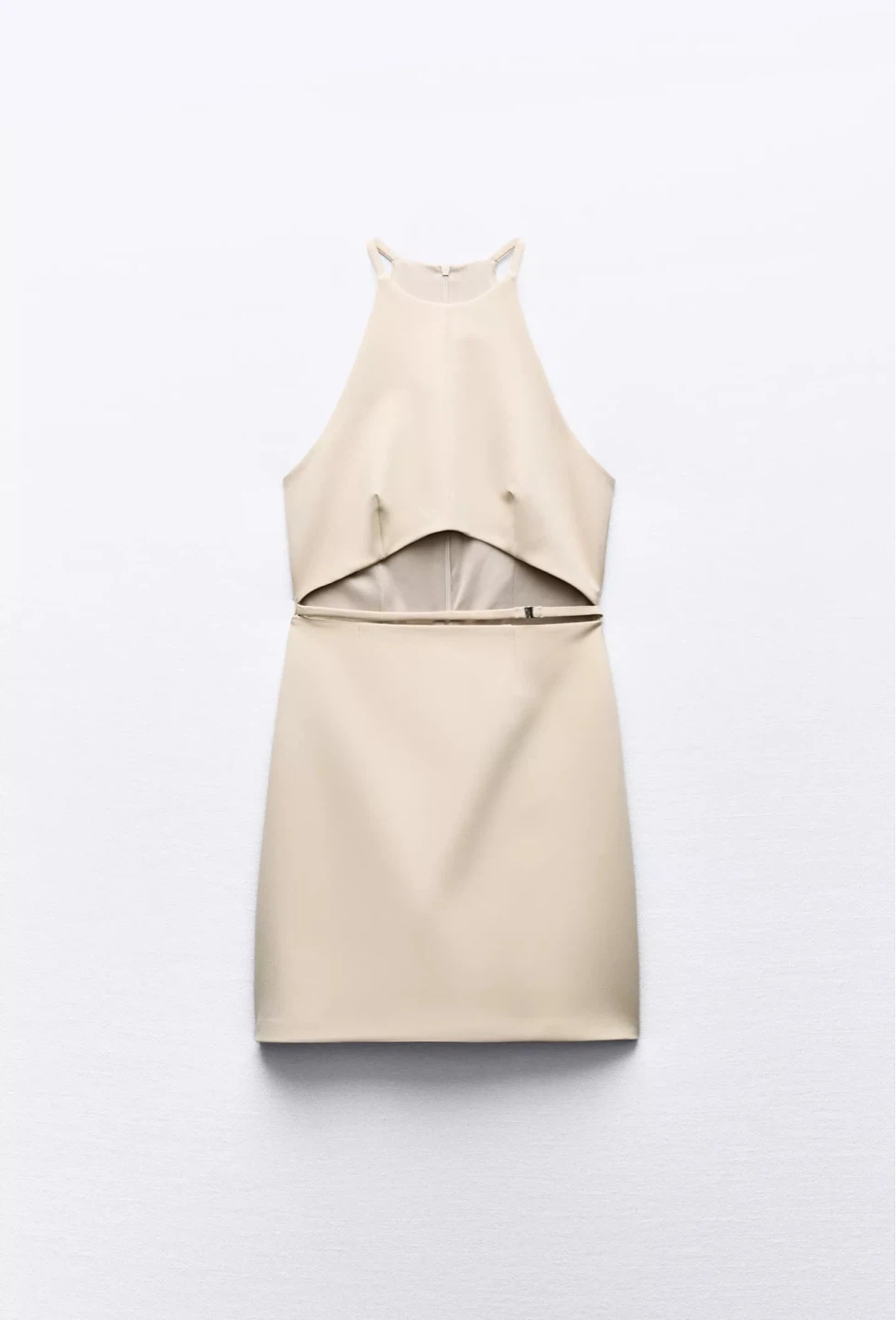 Zara Cutout Sleeveless Dress Beige Size Medium