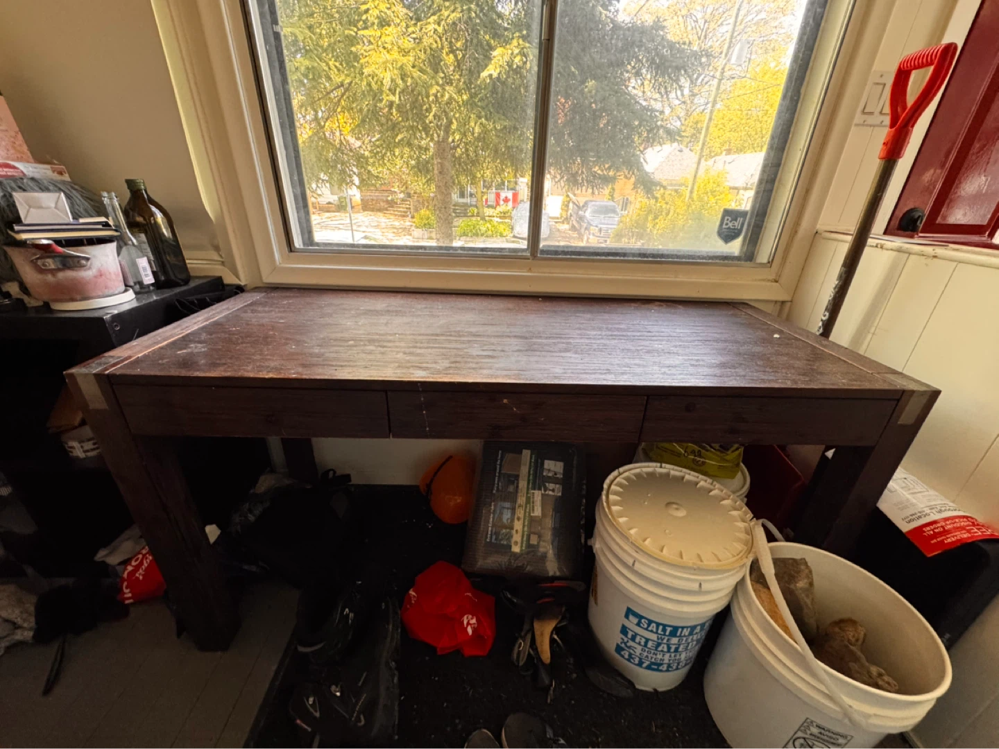 Structube Dark Wood Desk with Drawers