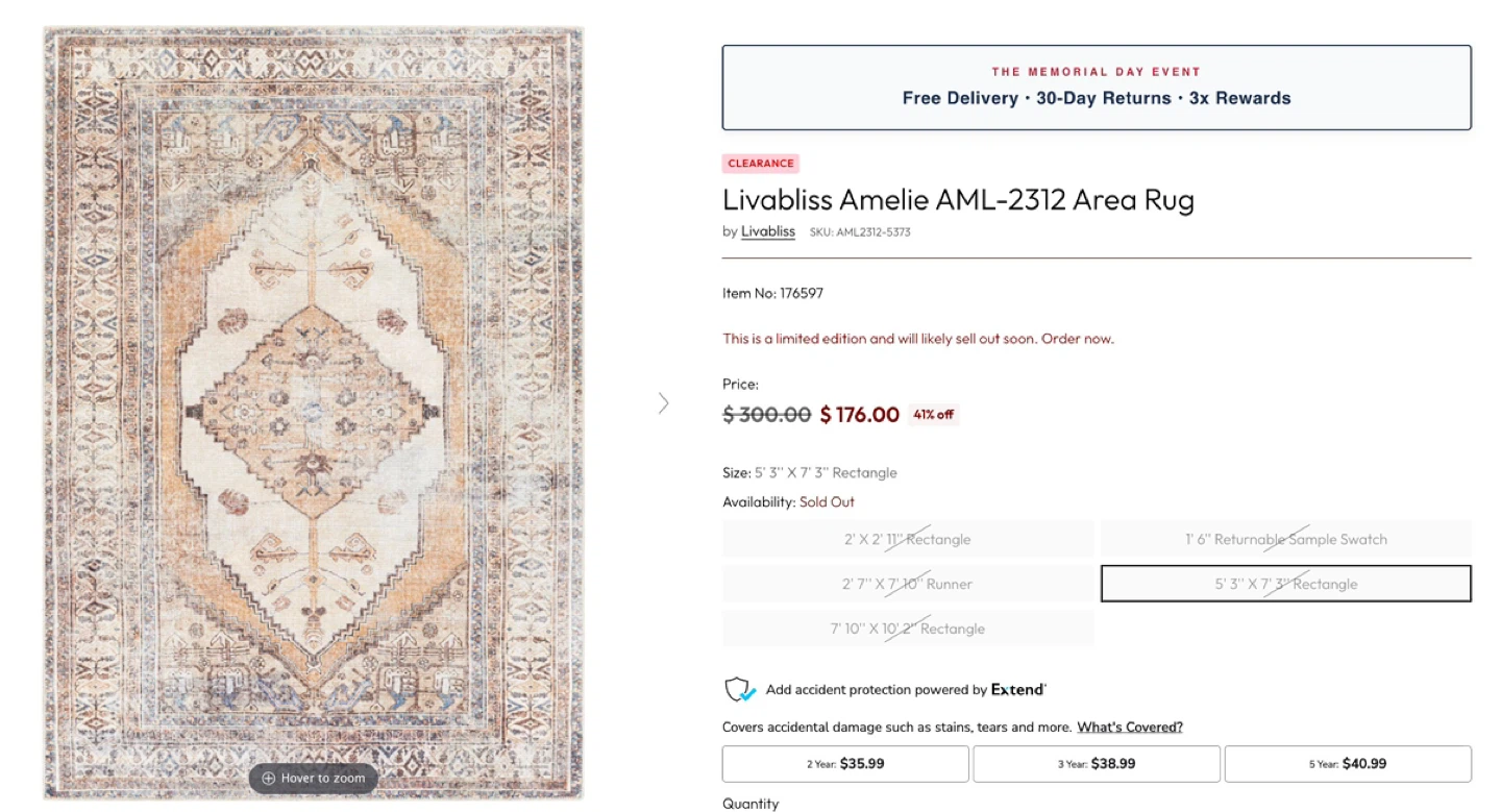 Amelie Area Rug - 5'3" x 7'3"