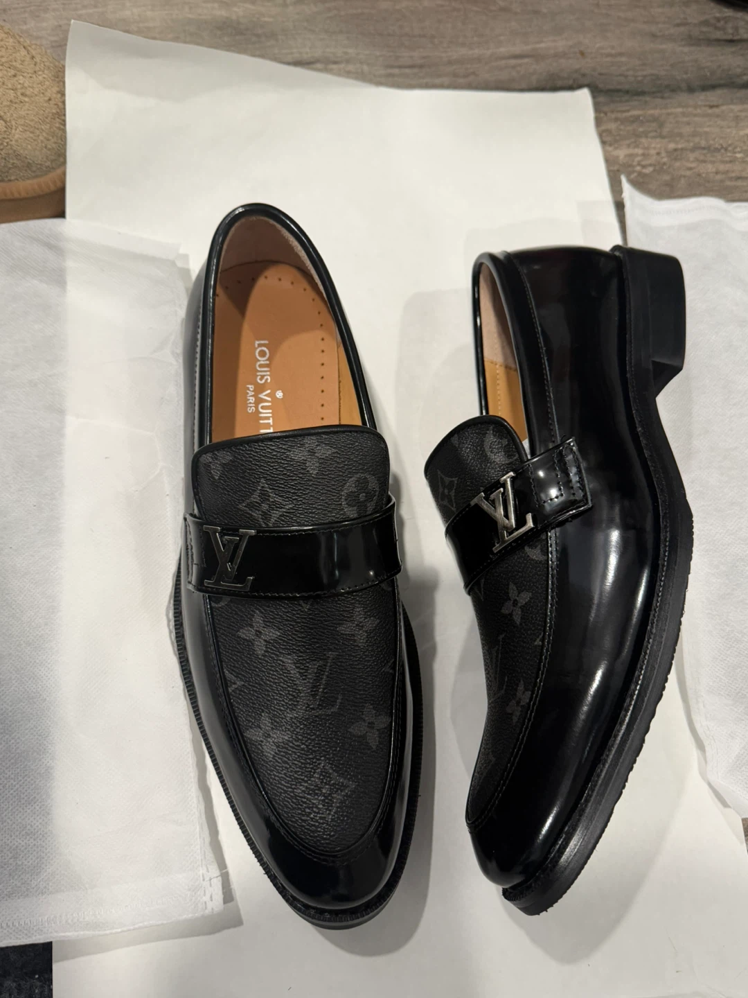 Louis Vuitton Paris Black Monogram Loafers size US 9