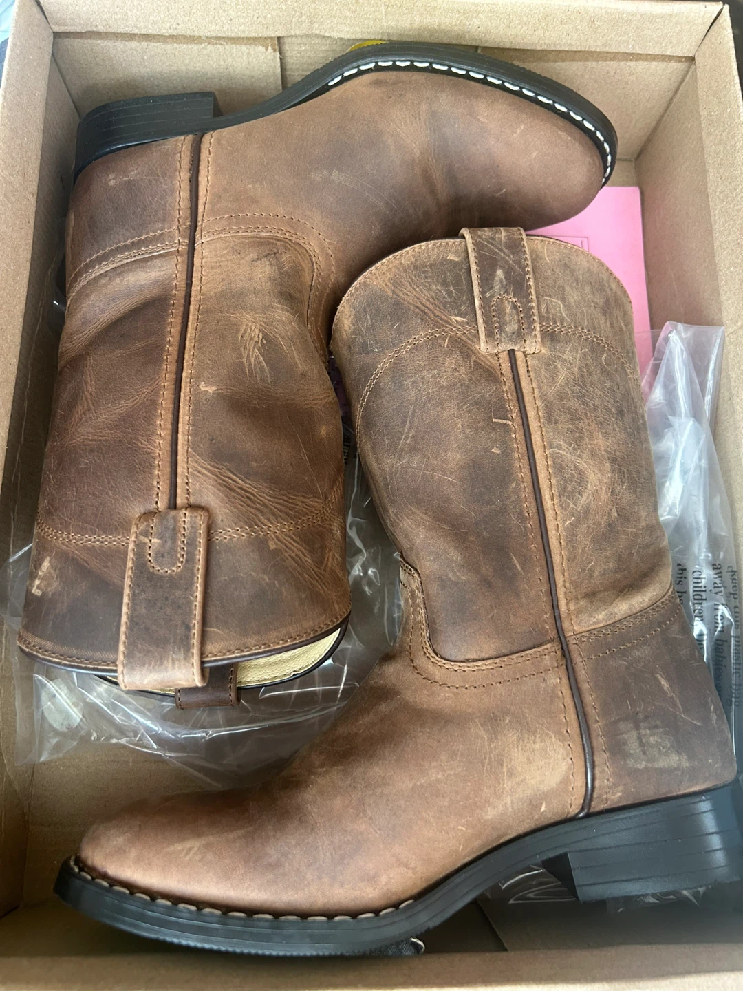 Smoky Mountain Boots Style 3036Y Roper Brown Oil Distress Size 4