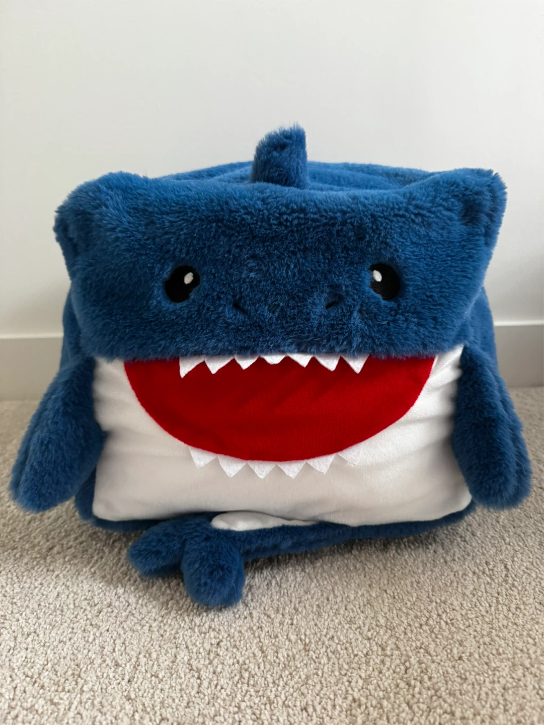 Blue Shark Plush Storage Ottoman