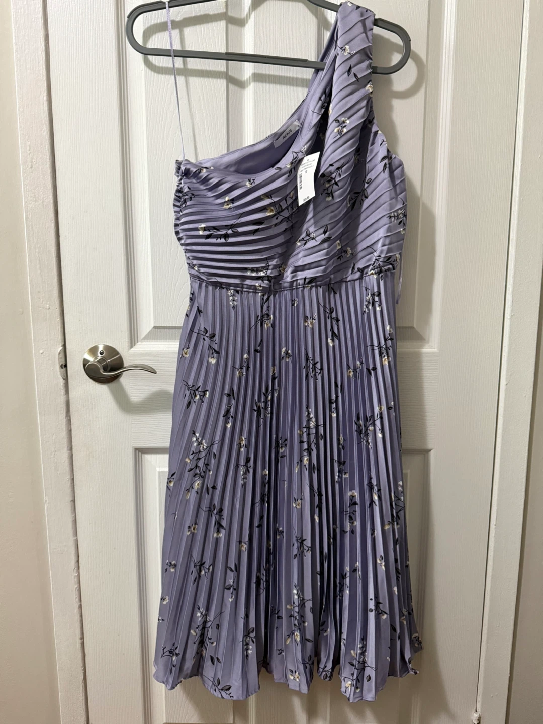 Ricki's Lilac Floral One-Shoulder Pleated Dress Size 12