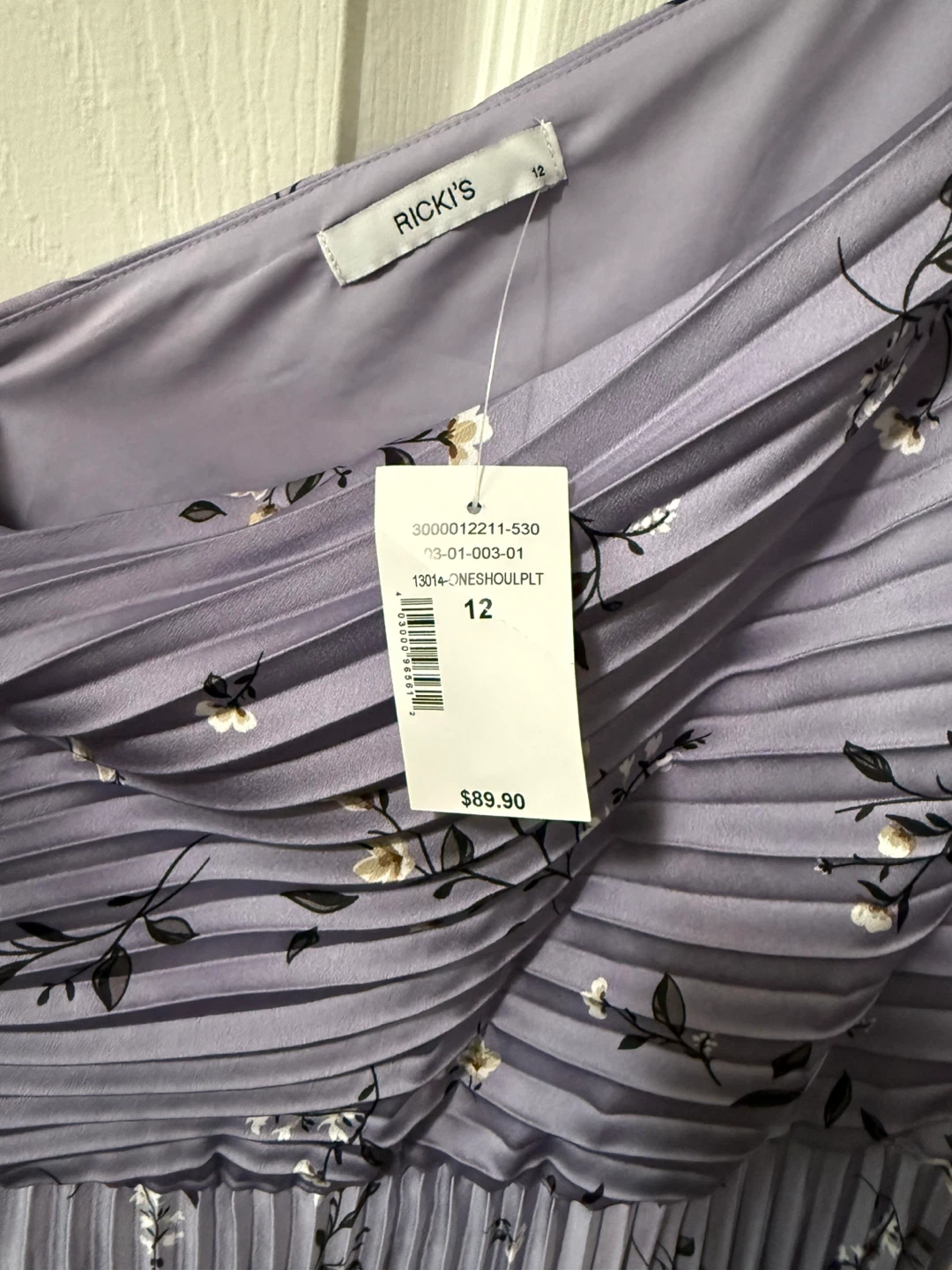 Ricki's Lilac Floral One-Shoulder Pleated Dress Size 12 - photo 3
