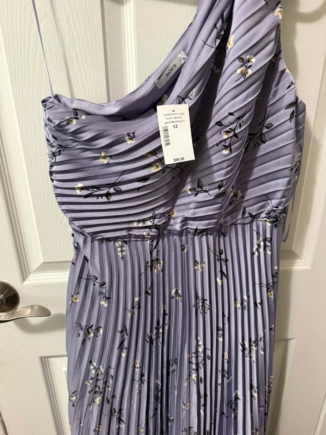 Ricki's Lilac Floral One-Shoulder Pleated Dress Size 12 - photo 4
