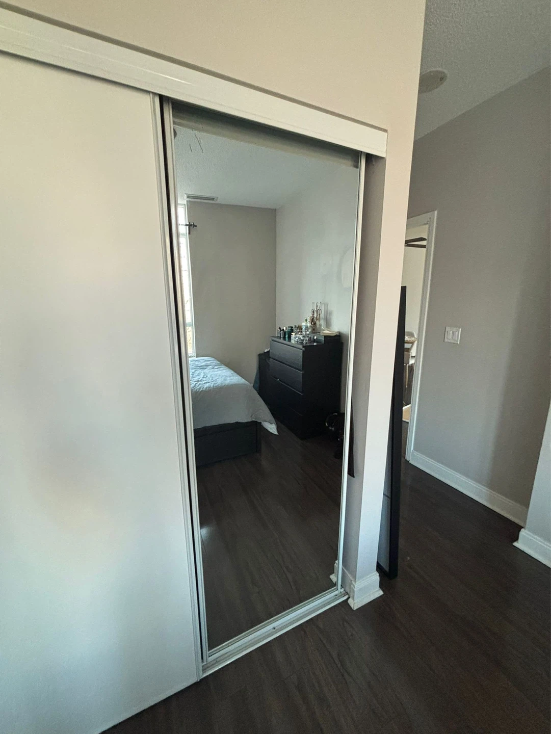 Closet with Mirrored Sliding Doors