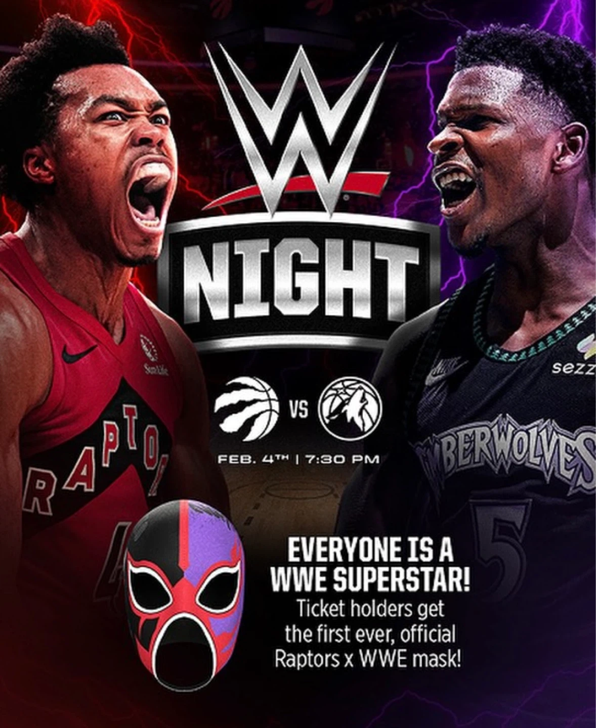 Toronto Raptors WWE Wrestling Mask - photo 3