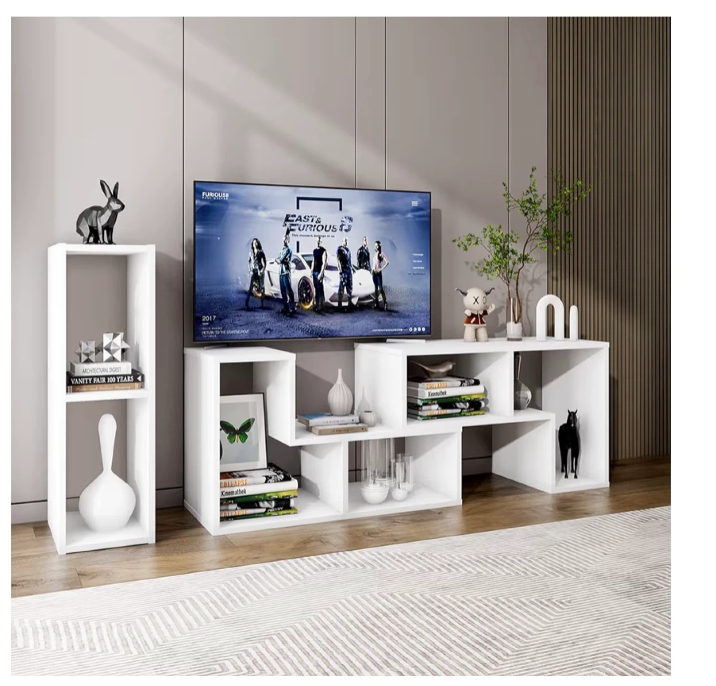 3 in 1 Adjustable White TV Stand Console - photo 4