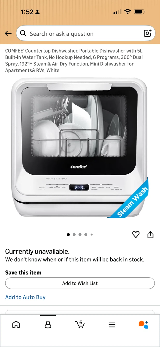 Comfee Countertop Portable Dishwasher - White