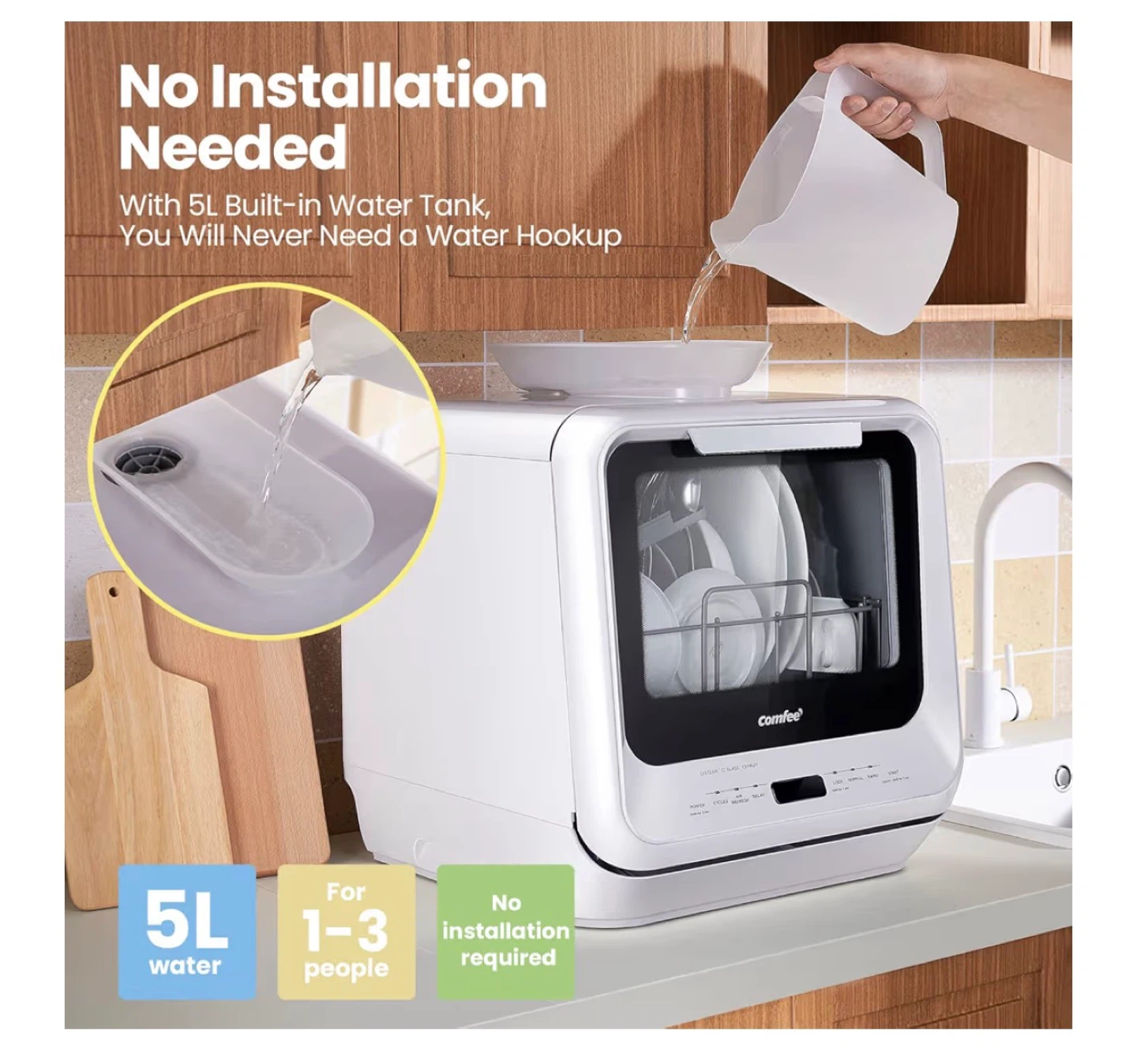Comfee Countertop Portable Dishwasher - White - photo 4