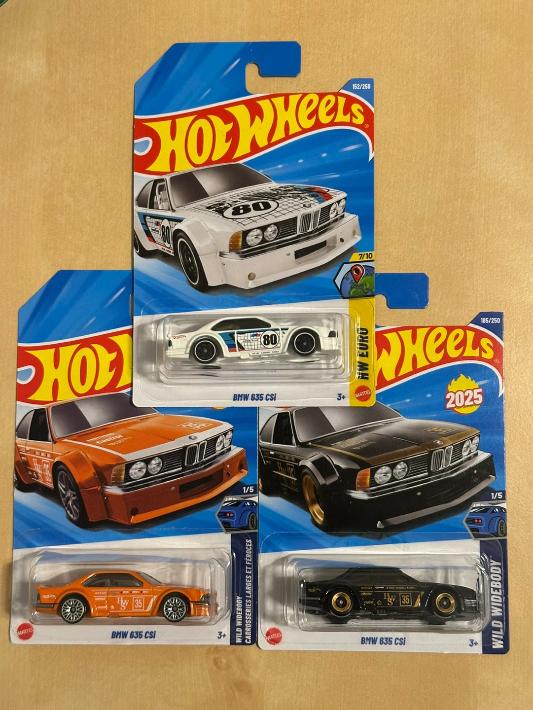 Hot Wheels BMW 635 CSi Diecast Cars (Set of 3)