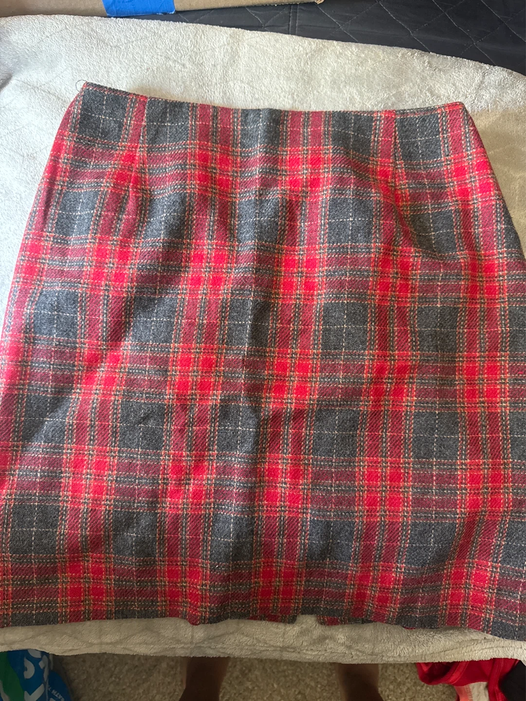 Plaid Pencil Skirt - Red/Grey - photo 2