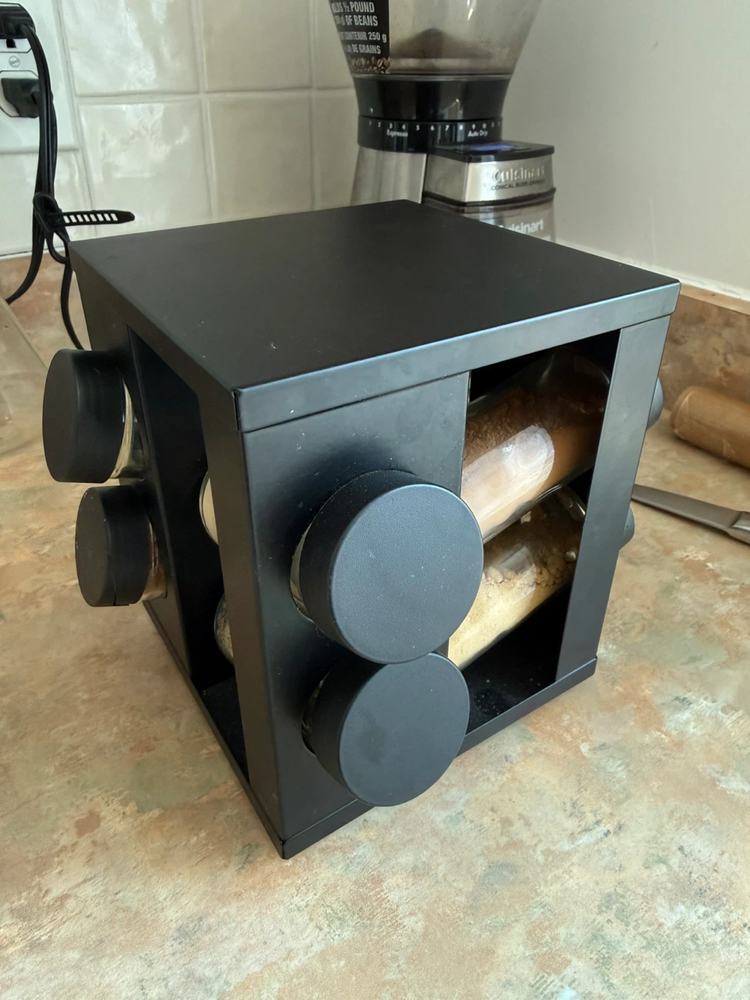 Black Rotating Spice Rack with 6 Jars - photo 2