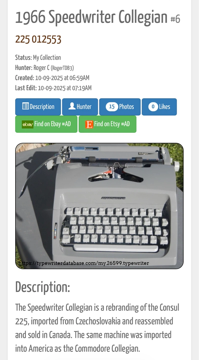 Speedwriter Collegian Typewriter with Case - photo 5