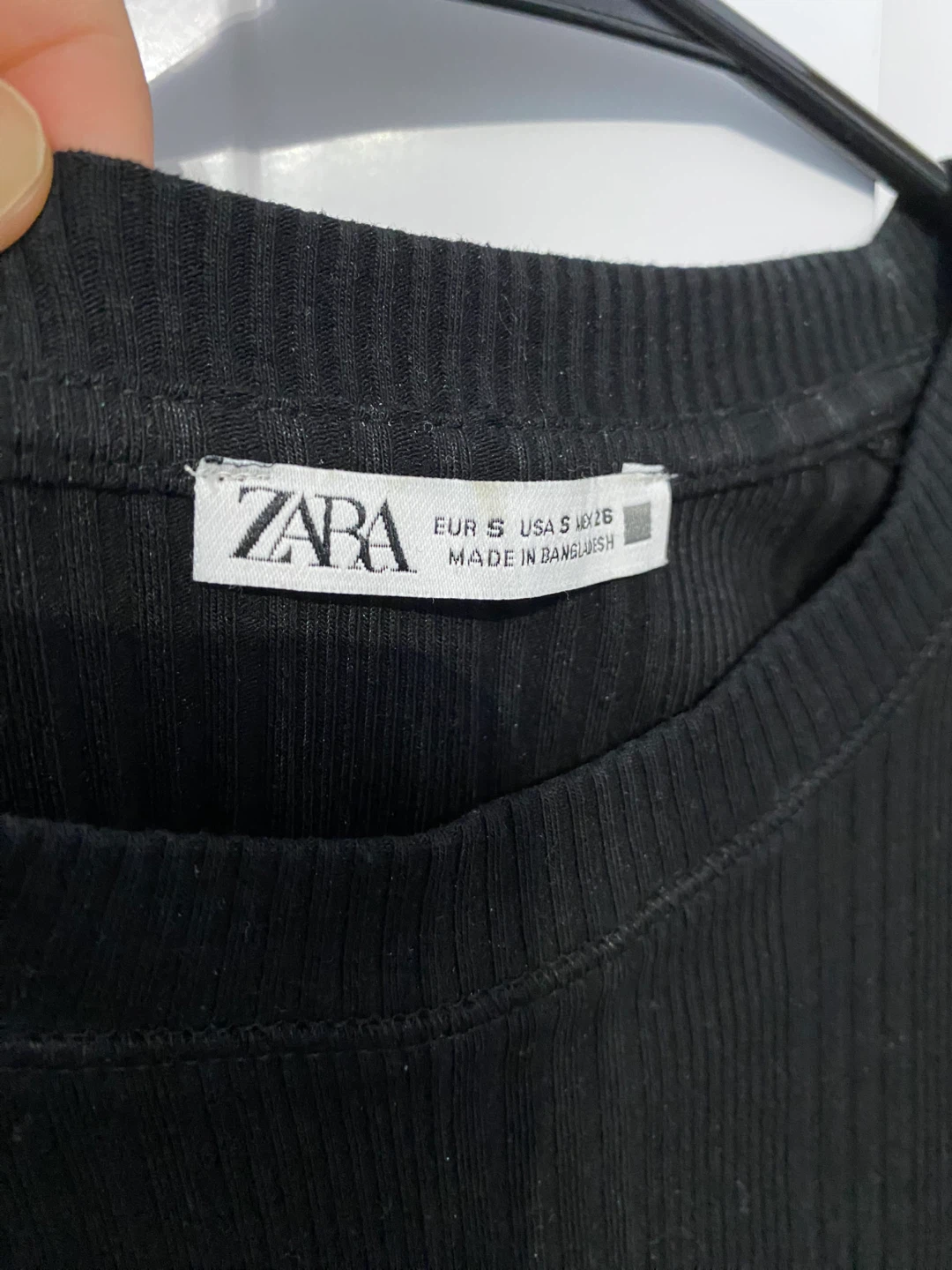 Black Ribbed T-Shirt - Zara Size S - photo 3