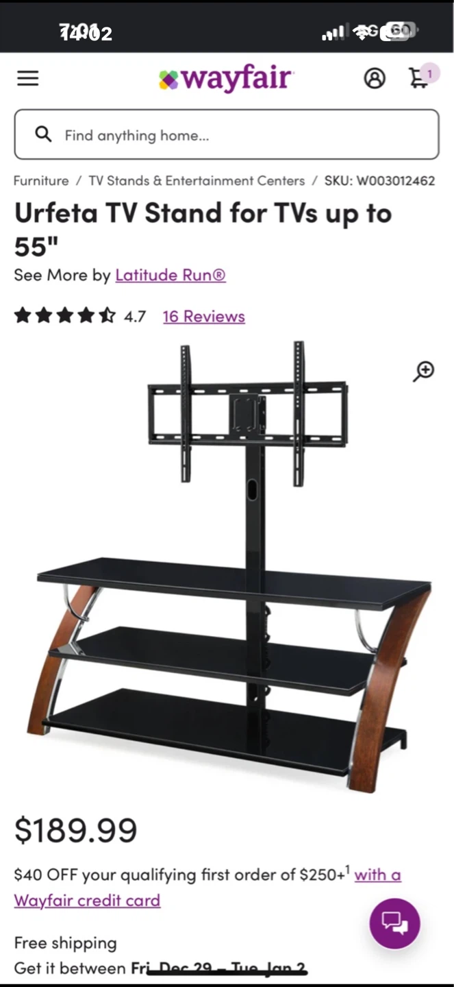 Latitude Run Urfeta TV Stand for TVs up to 55"