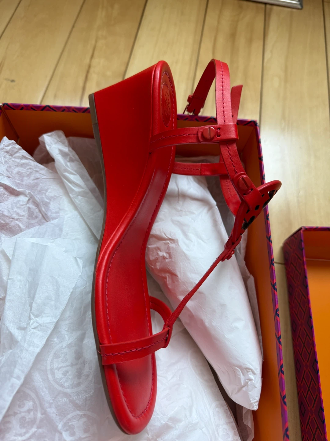 Tory Burch Miller 60mm Wedge Sandals orange S 8 - photo 2