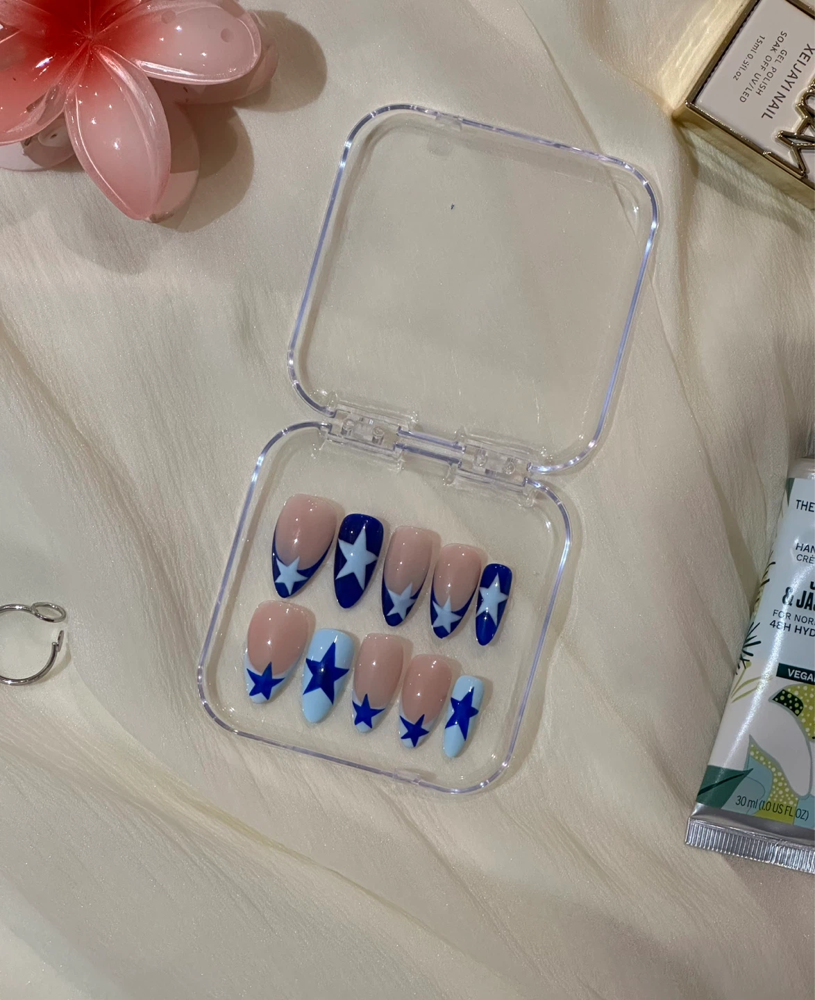 Press-On French Tip Nails with Stars
