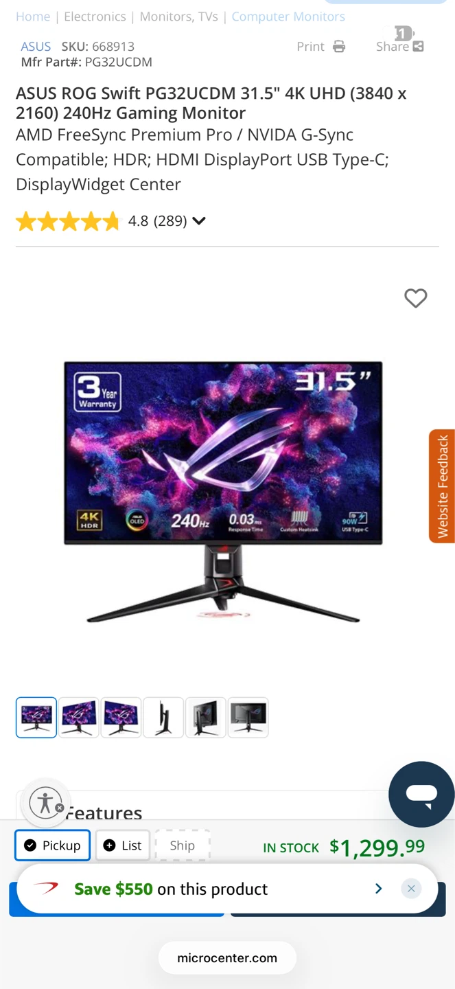 ASUS ROG Swift PG32UCDM 31.5" 4K UHD 240Hz Gaming Monitor - photo 5