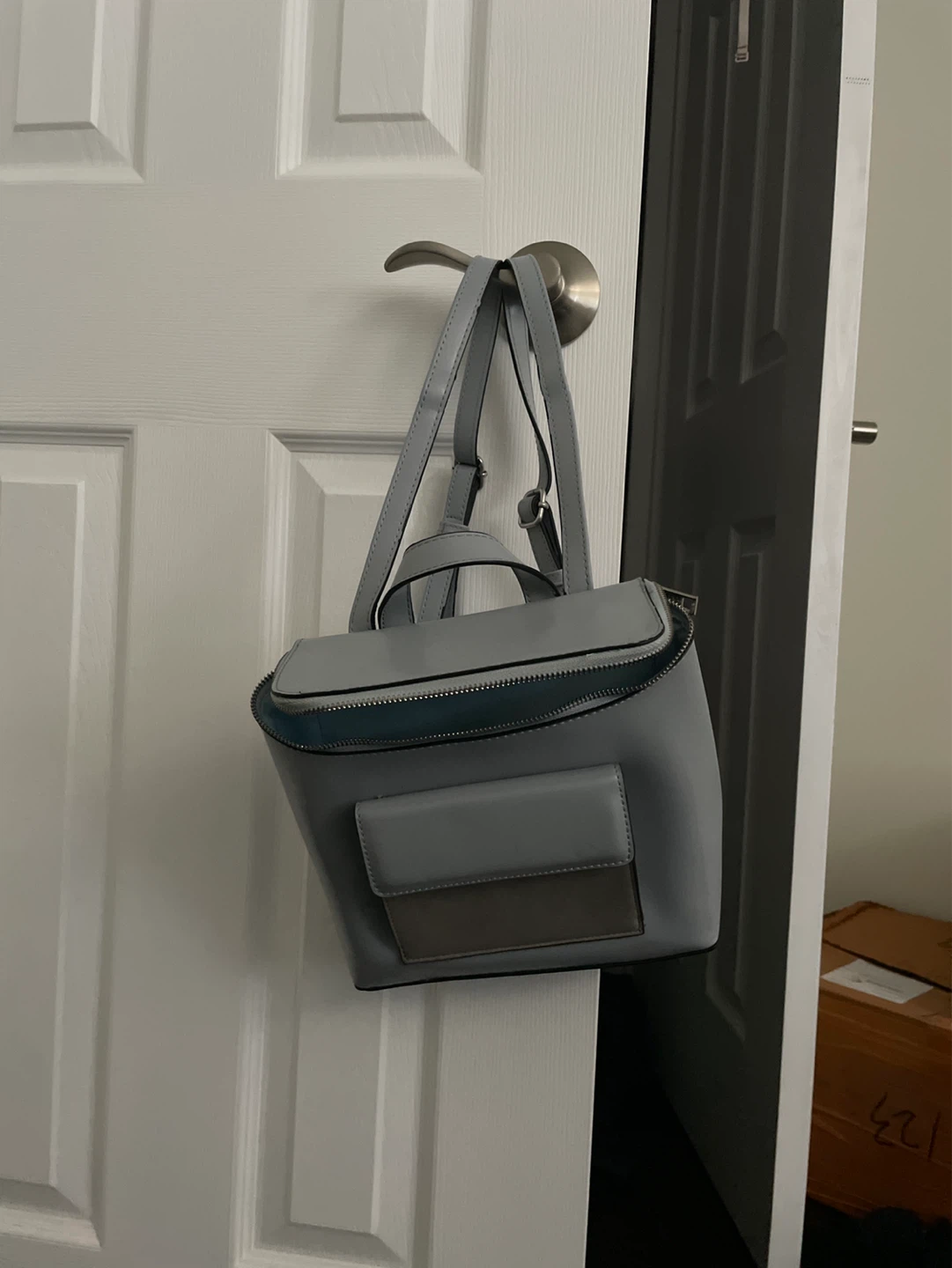 Small light blue backpack purse