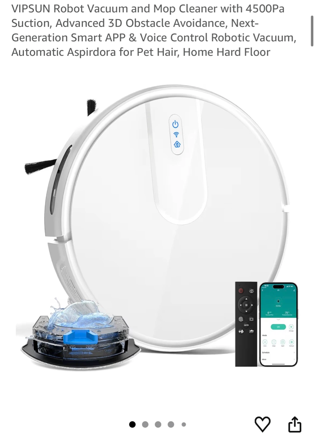 VIPSUN Robot Vacuum and Mop Cleaner 4500Pa Suction