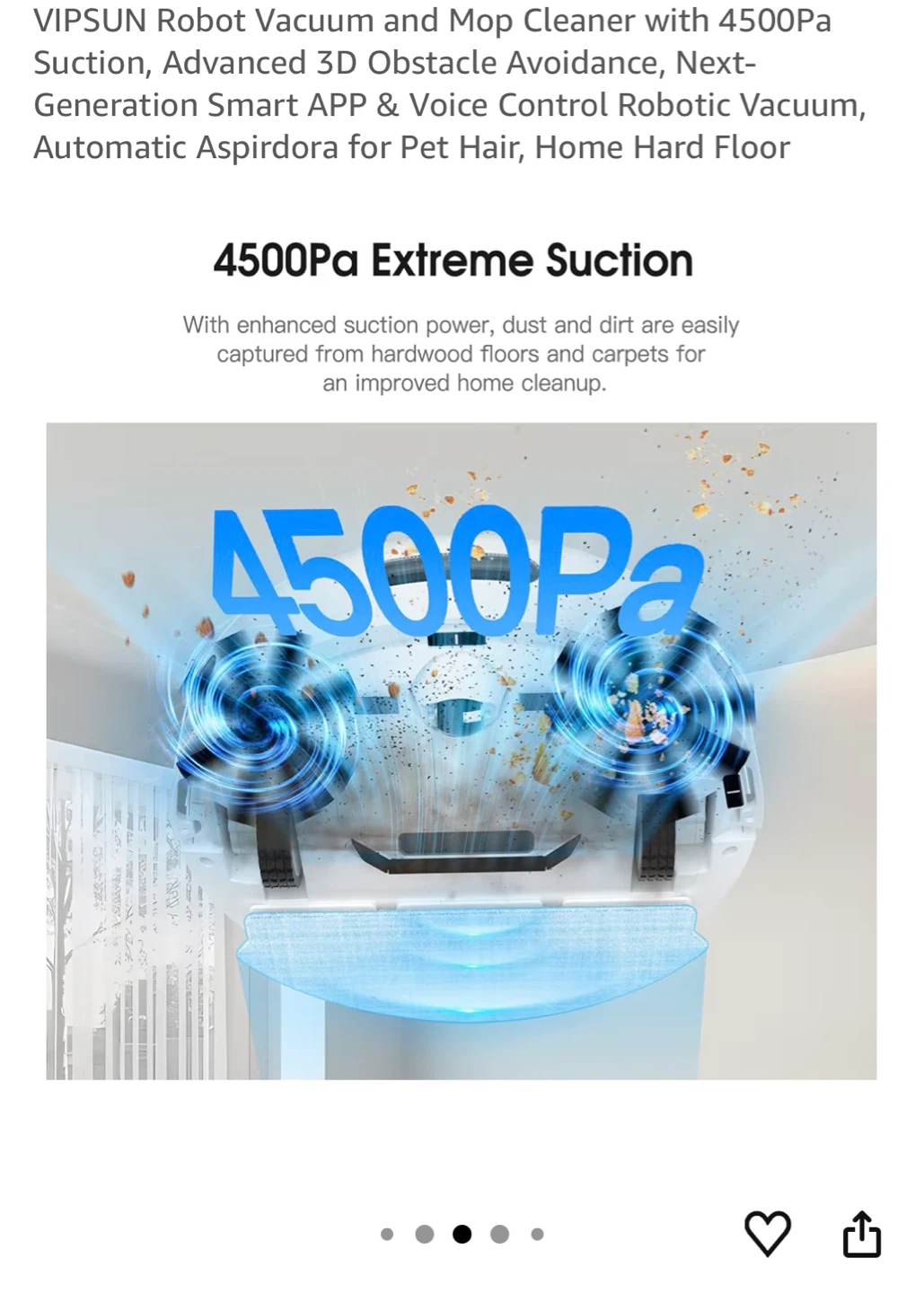 VIPSUN Robot Vacuum and Mop Cleaner 4500Pa Suction - photo 2