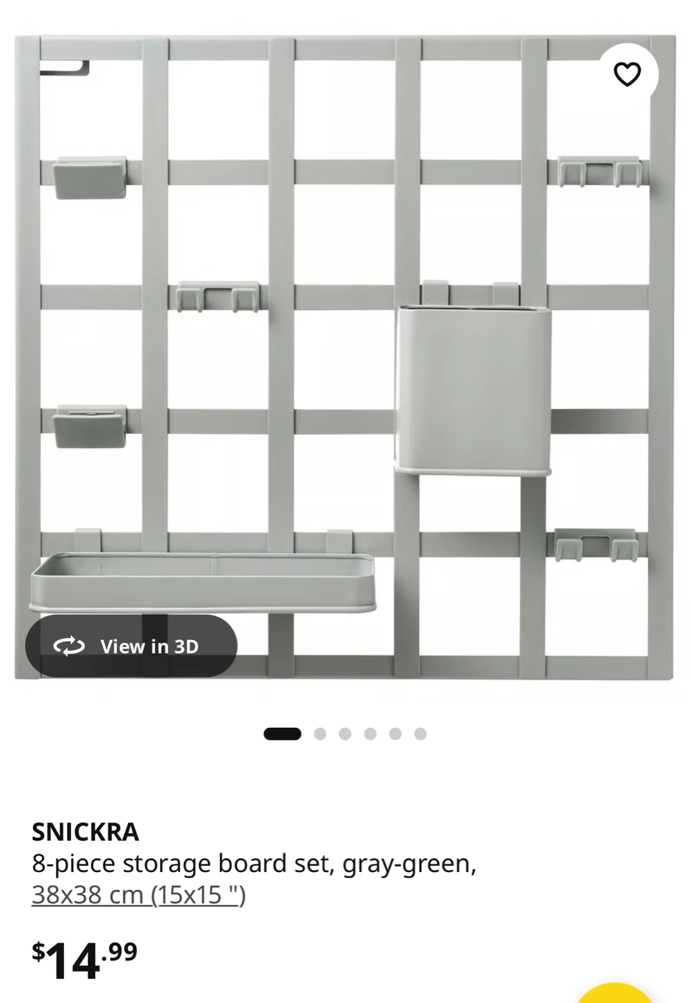 IKEA SNICKRA Storage Board Set Gray-Green 38x38 cm - photo 3