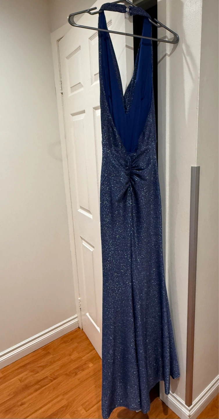 Blue Sparkly Halter Maxi Dress - photo 4