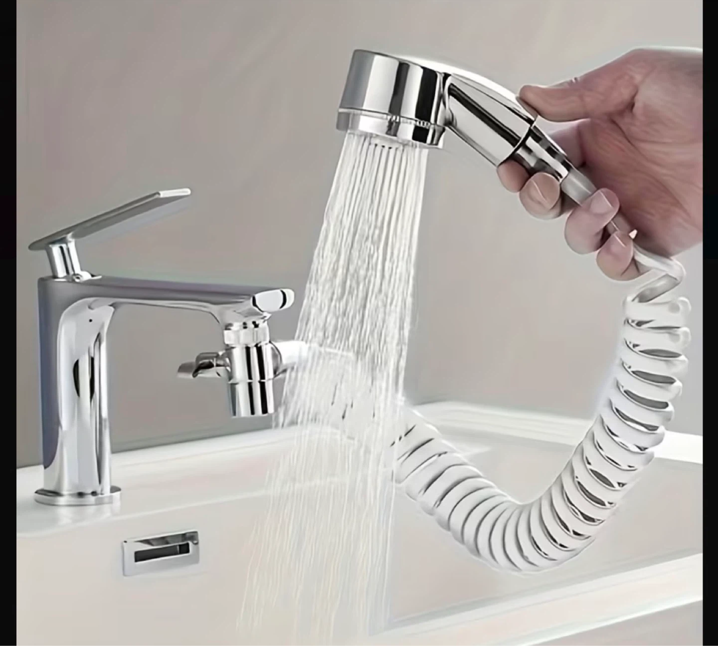 Chrome Faucet Sprayer Set with Hose and Holder