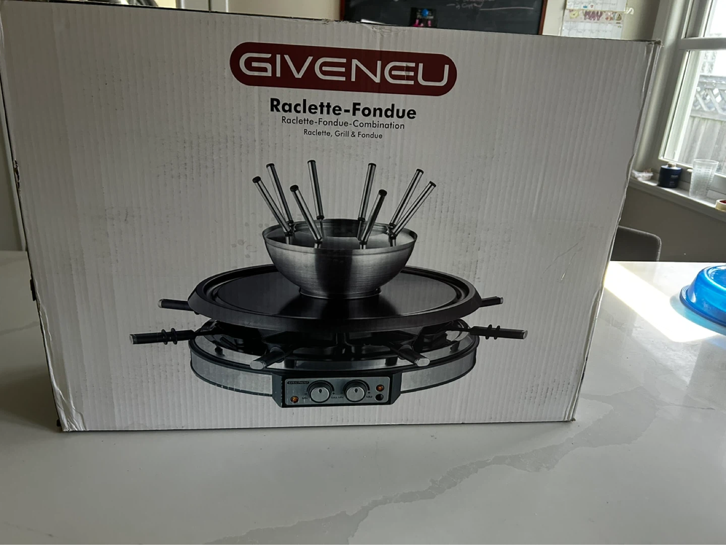 GIVENEU Raclette-Fondue Combination Grill & Fondue Set