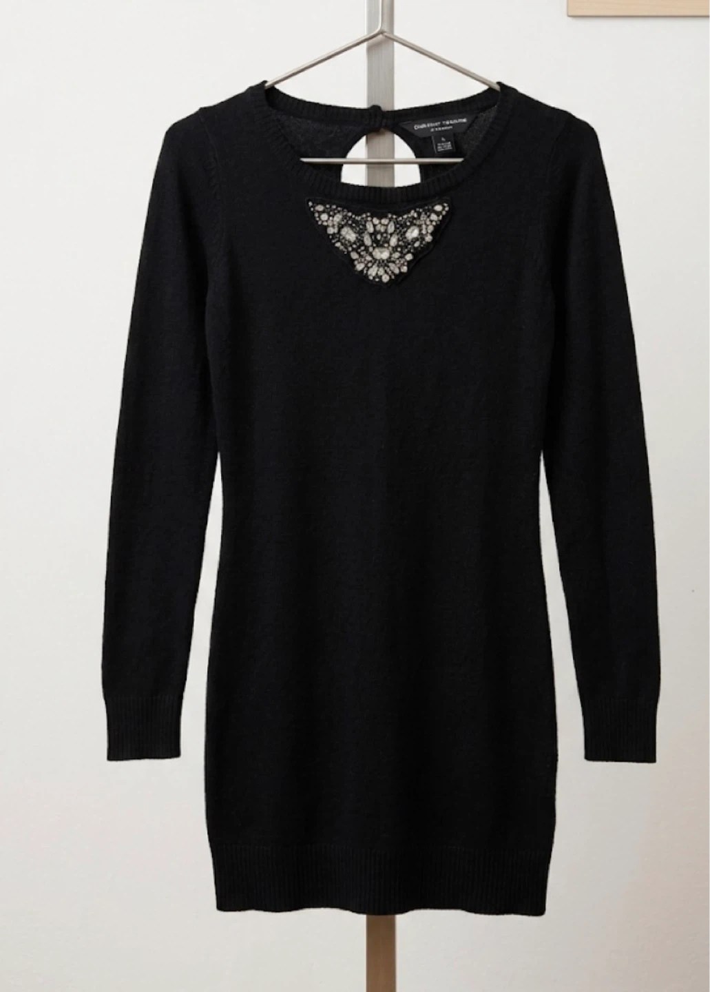 Black Embellished Sweater Dress