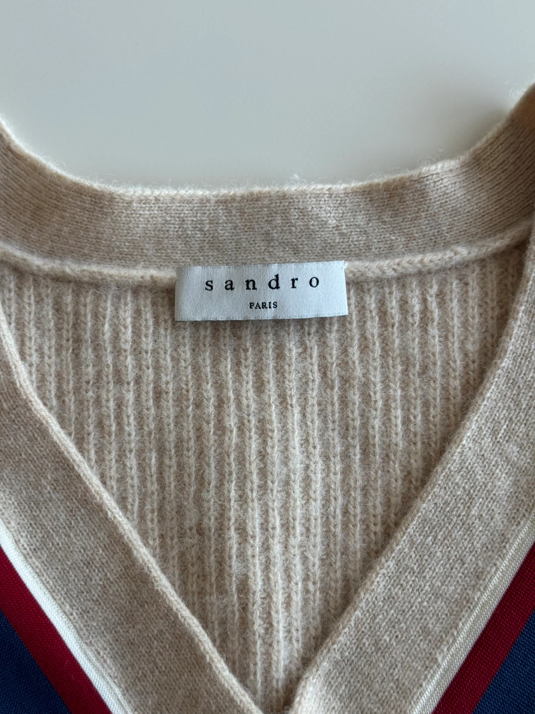 Sandro Paris Beige V-Neck Sweater - Size 1 - photo 2