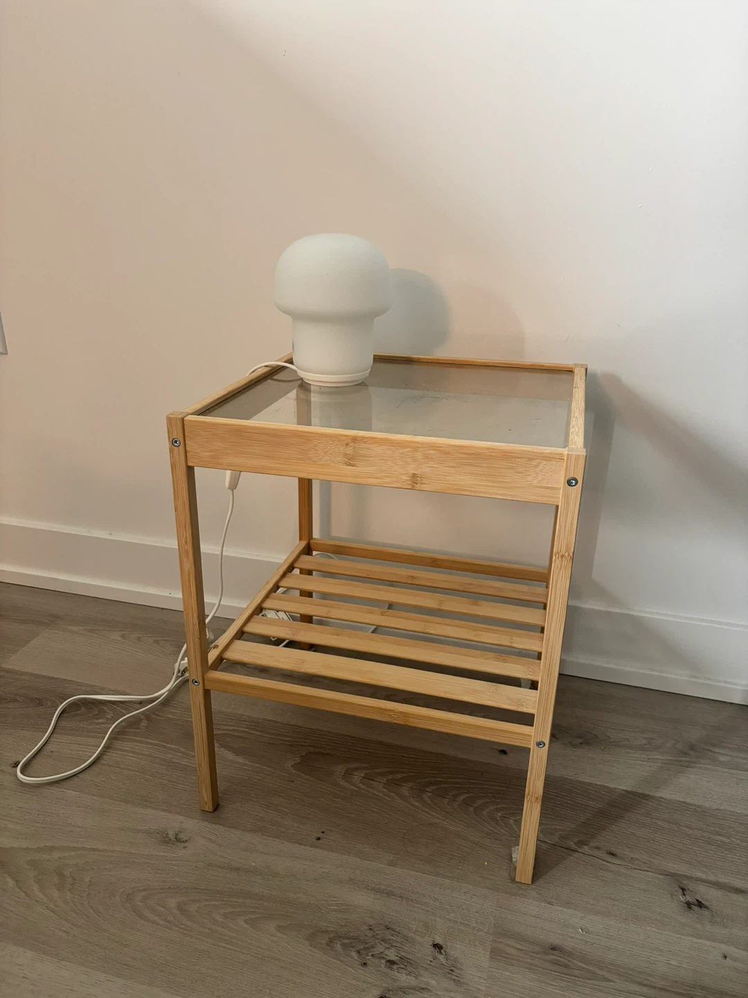 IKEA Nesna side table w/ mushroom lamp