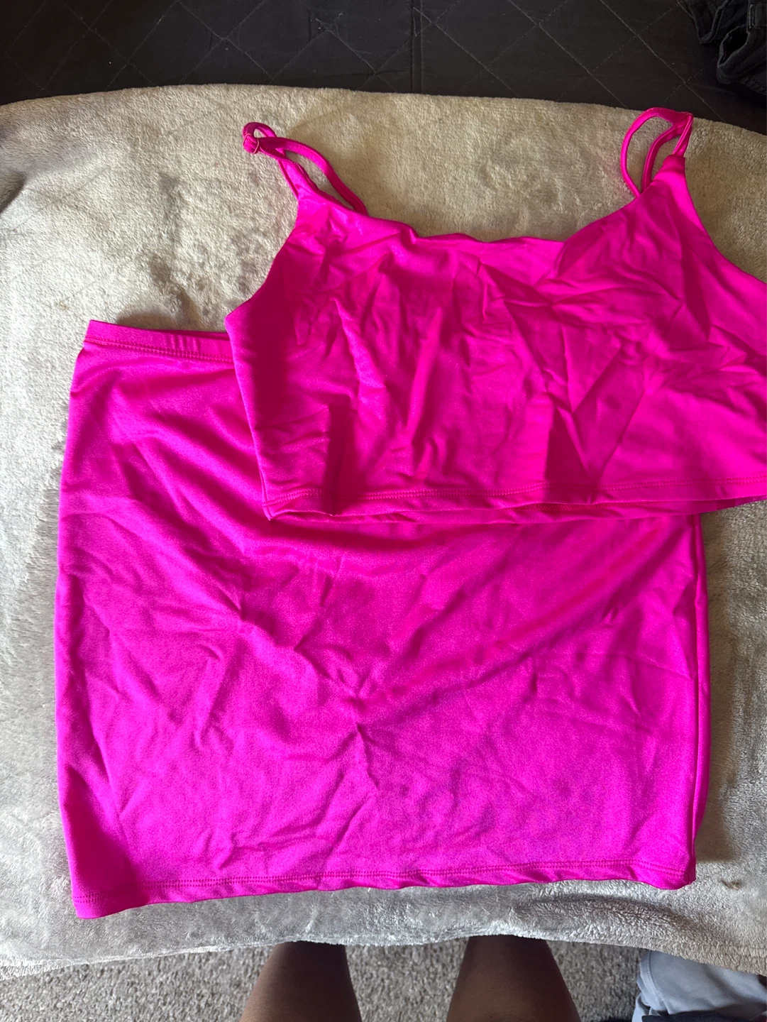 SHEIN Pink Petite L Crop Top & Skirt Set