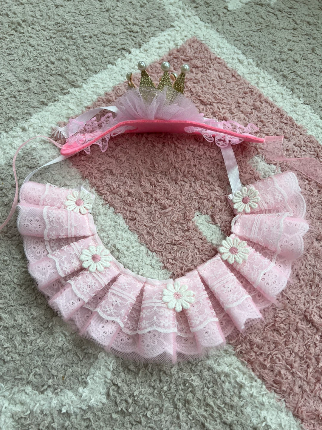 Pink Princess Crown & Collar for Pet